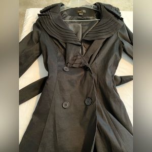 Jenny T black, double breasted trench coat ~ size S